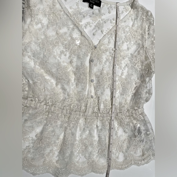 ASOS Lace synched waist white floral bohemian blouse size M - Picture 9 of 9